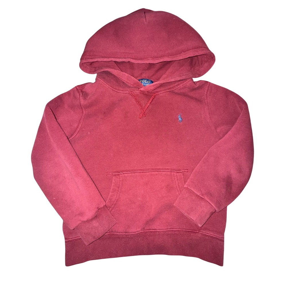 Polo Ralph Lauren Hoodie Size 5 Red Pullover Pony Logo Preppy Classic Kids Sweat